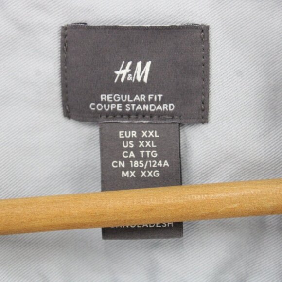 H&M Shirt Mens 2XL Light Blue Button Down Short Sleeve Casual Collared Regular - Picture 6 of 9